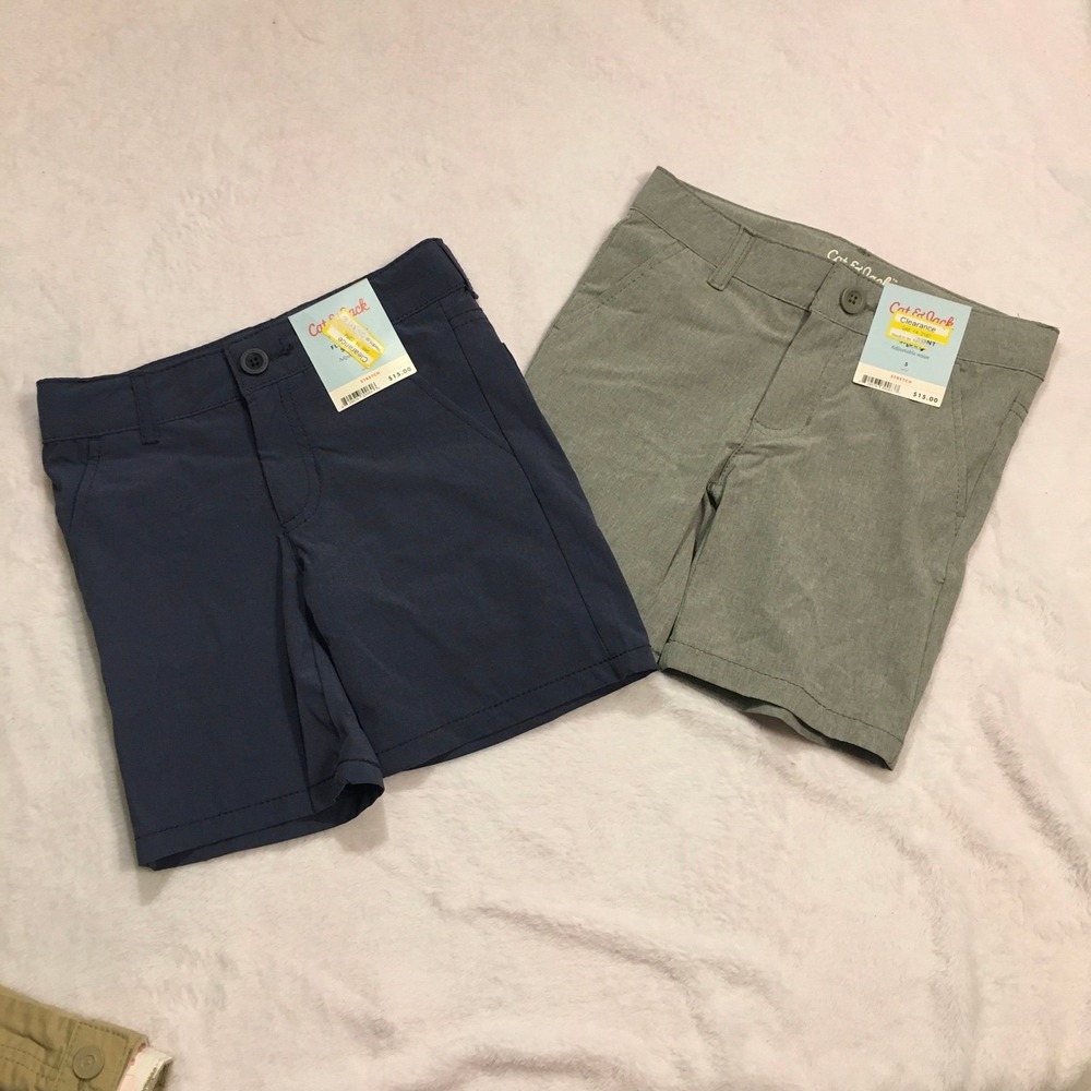 Cat & Jack Shorts Kids Size 5 Navy Sage NWT Stretch Adjustable Waist